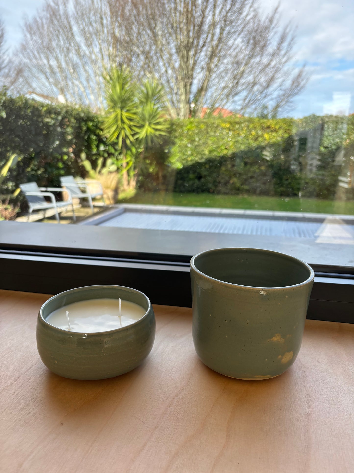 Cache pot lisse - bleu lagon