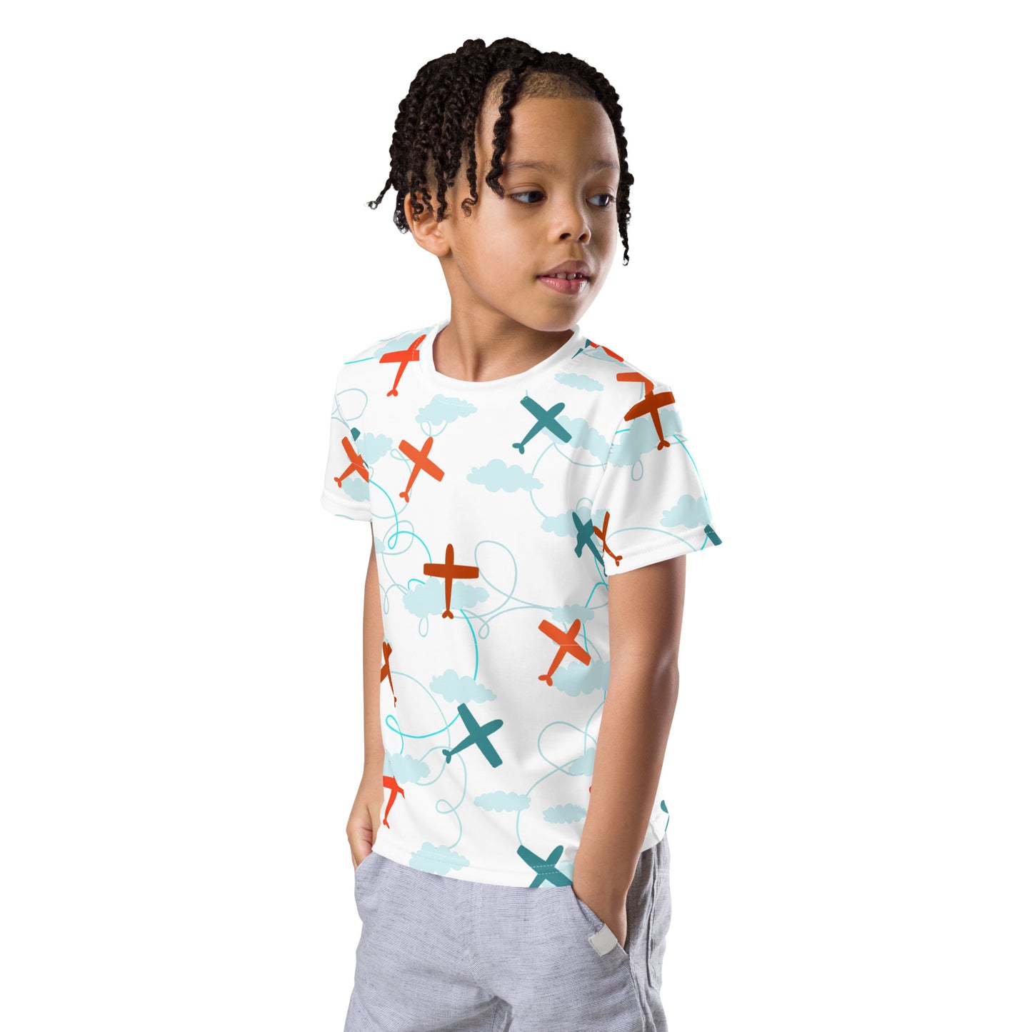 T-shirt col ras du cou enfant - planes