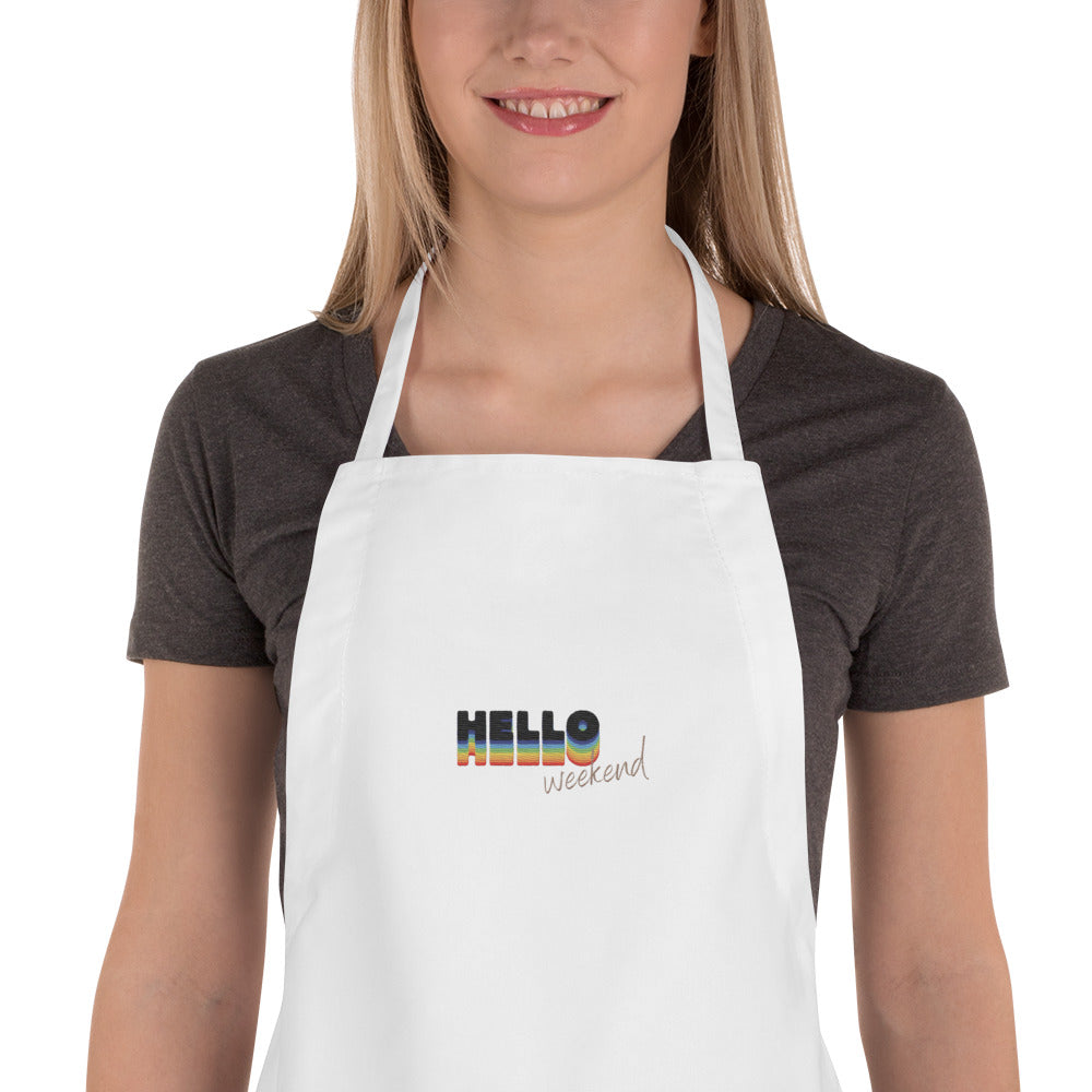 Tablier Brodé "Hello Weekend"